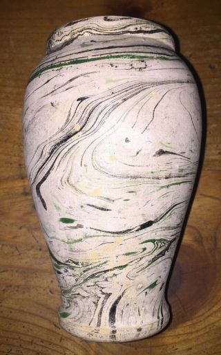Vintage Ozark Skag Vase Black White Green Marble Swirl 6 " Tall,  2.  5 " Opening