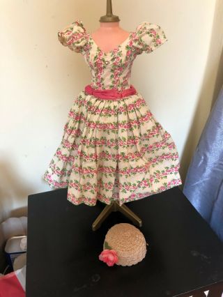 Rare 1956 Madame Alexander 20 " Cissy Rows Of Roses Dress And Hat