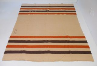Rare 1930s - 40s Native American Trade Blanket 5 Square Stripe Camp Wool Vintage
