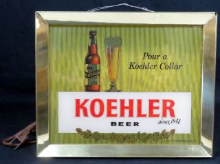 Vintage 1960 Koehler Beer Lighted Motion Effect Counter Display Sign Acti - Vue