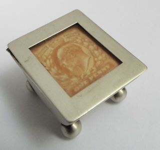 Lovely Very English Antique 1902 Solid Sterling Silver Stamp Box
