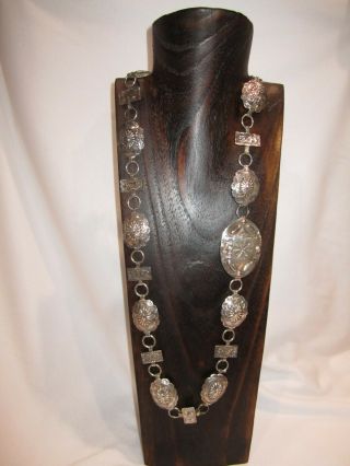 Vintage Navajo Native American Sterling Silver Concho Belt Necklace 2