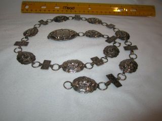Vintage Navajo Native American Sterling Silver Concho Belt Necklace 6