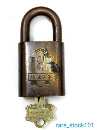 Vintage General Motors Gm Frigidaire Brass Padlock W/ Key Best Lock