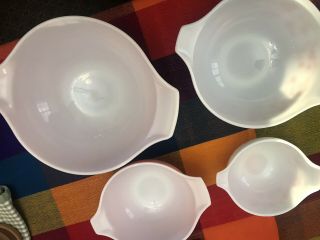 PYREX Vtg Pink Gooseberry Cinderella Mixing Bowls 441 442 443 444 Complete Set - 4 2