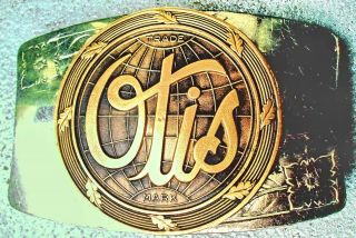 Vintage Otis Elevator Globe Belt Buckle W/applied Medallion - Ook