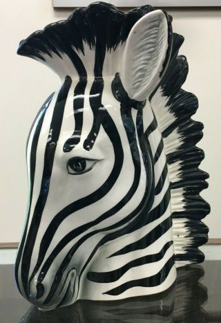 Vintage Fitz & Floyd Ceramic Zebra Head Vase