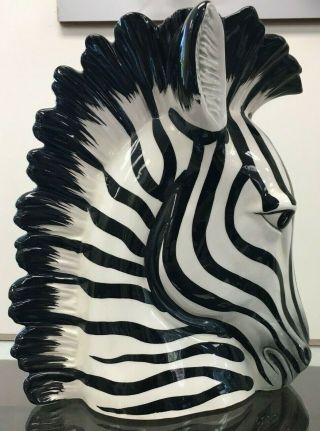 VINTAGE FITZ & FLOYD CERAMIC ZEBRA HEAD VASE 4