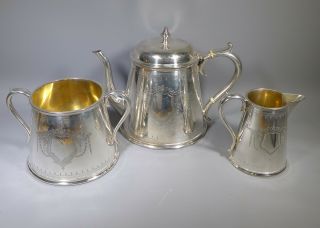 Fine Antique Victorian Elkington & Co.  Silver Plated Three Piece Tea Set