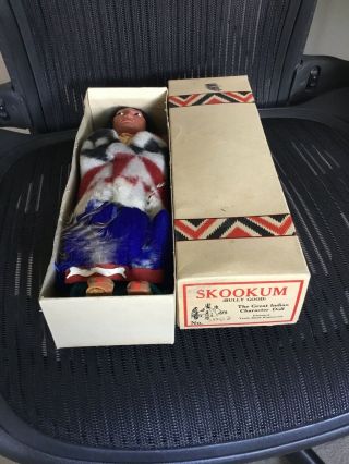 Vintage Skookum Bully Good Indian Woman Character Doll & Box