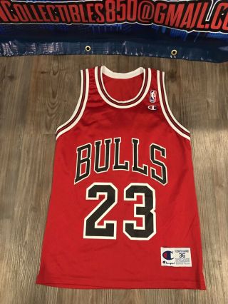 Vtg Nba Champion Michael Jordan Chicago Bulls 45 Red Screen Print Jersey 36