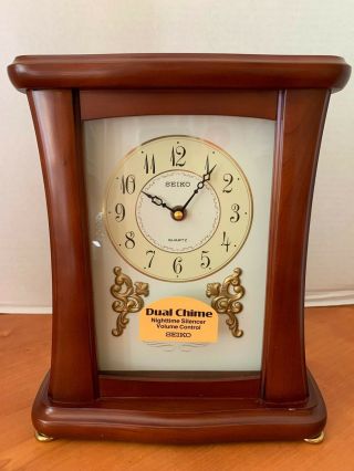 Seiko Quartz Wood Mantel Carriage Clock Vintage Westminster Whittington Chime