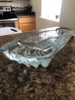 Vintage Mid 20thC Blenko Clear Art Glass Foot Ashtray Bowl 3