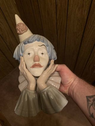 Vintage Porcelain Sad Clown Head Figurine