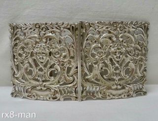 1896 Victorian Solid Sterling Silver Large Nurses Two Part Belt Buckle