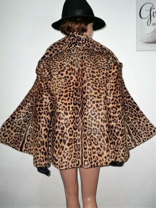 Real Spotted Pony Skin Fur Leopard Lynx Ocelot Print Jacket Coat 12 - 14 - 16