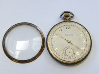 Vintage - Swiss - Helvetia - Solid Silver/Rose Gold Pocket Watch - Geneve - GWO - c1930 ' s 6