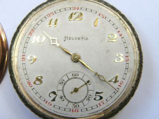 Vintage - Swiss - Helvetia - Solid Silver/Rose Gold Pocket Watch - Geneve - GWO - c1930 ' s 7