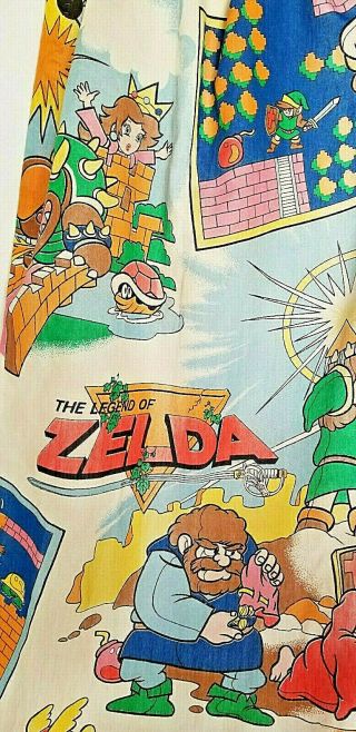 Vintage 1988 Mario Brothers Legend Of Zelda Curtain Set 2 Panels 25 