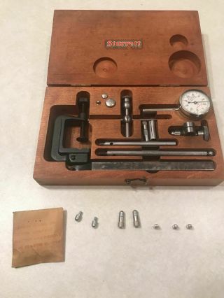 Vintage Starrett Dial Indicator Kit 196 Complete In Wood Case Extra Points