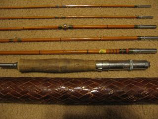 Vintage Kiraku & Co.  Combo Fly/spinning/casting Split Bamboo 6pc.  Set