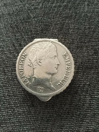 Emperor Napoleon 1812 5 Franc Coin Made Into Pill Box Snuff Box