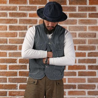 Bronson Hickory Game Pocket Vest Vintage Men ' s Striped Hunting Waistcoat Jacket 3