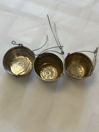 3 Fine Antique Silver Sterling French Tea Strainers 2