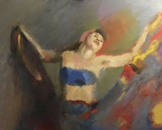 Vintage Impressionist Oil Painting Female Figure Painting: Gypsy Dancer