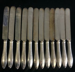 12 Vintage Sterling Reed & Barton French Antique Dinner Knives Mono “b” (231039)