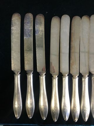 12 Vintage Sterling Reed & Barton French Antique Dinner Knives Mono “B” (231039) 5