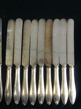 12 Vintage Sterling Reed & Barton French Antique Dinner Knives Mono “B” (231039) 6