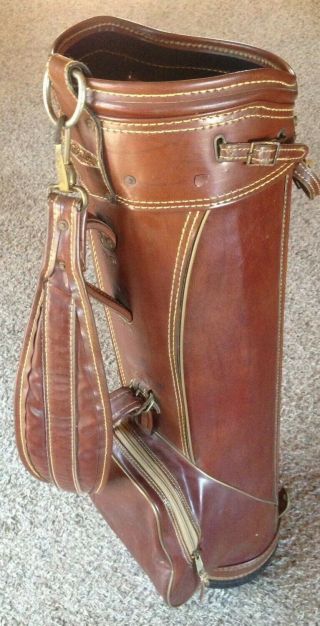 Vintage Titleist Brown Leather - Vinyl Golf Cart Carry Bag - Made in the USA 2