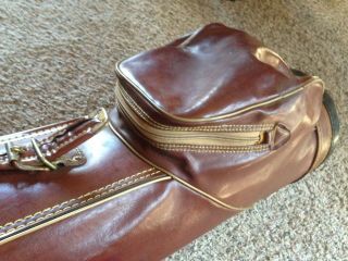 Vintage Titleist Brown Leather - Vinyl Golf Cart Carry Bag - Made in the USA 4