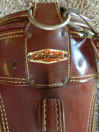 Vintage Titleist Brown Leather - Vinyl Golf Cart Carry Bag - Made in the USA 5