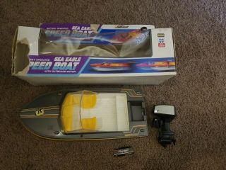 Vintage Playwell Sea Eagle Speed Boat Setico Aa Battery Electric Motor Toy Box