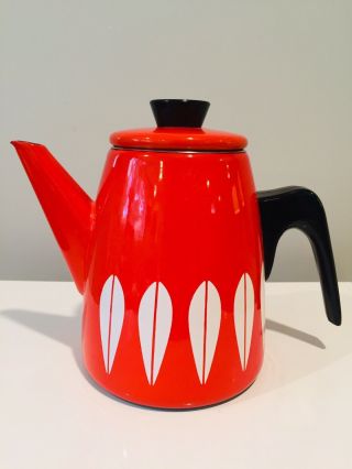 Vintage Cathrineholm Hot Orange Lotus Teapot Appears 3