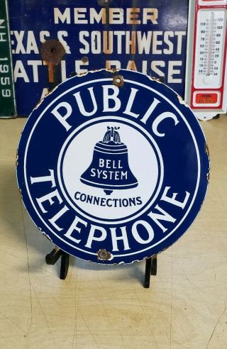 Public Telephone Porcelain Sign 5 Cent Vintage Public Phone Booth Bell System