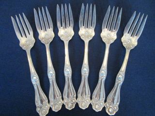 Set 6 Salad Forks Vintage Holmes & Edwards Silverplate American Beauty Rose Exc