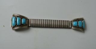 Native American Indian Navajo Fine Fine Vintage Silver Turquoise Watch Strap