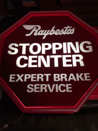 antique RAYBESTOS light up display sign automotive brakes service station oil 2