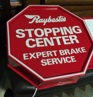 antique RAYBESTOS light up display sign automotive brakes service station oil 5