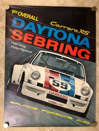 1973 Porsche Carrera Rs Sebring Daytona Brumos Showroom Advertising Poster Rare
