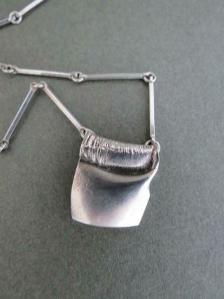 Vintage Danish Silver Pendant Necklace Mid Century Modernist 3