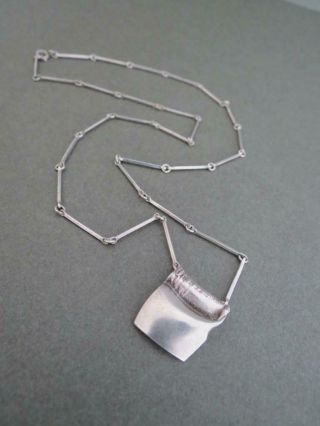 Vintage Danish Silver Pendant Necklace Mid Century Modernist 4