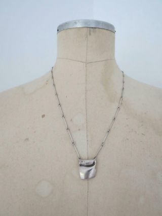 Vintage Danish Silver Pendant Necklace Mid Century Modernist 8