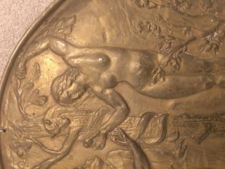 Vintage Embossed Brass Plaque w/ Adam & Eve and The Serpent 4