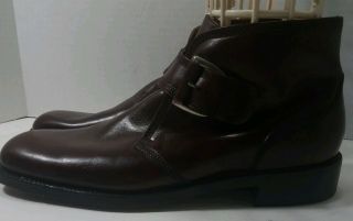 Vtg Florsheim Imperial Mens Brown Monk Strap Ankle Boots Shoes 10 1/2 C 873644