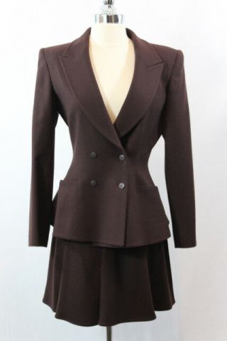 Claude Montana Size 4 Burgundy Wool Skirt Suit Vtg.  1657 - 8 - 92218