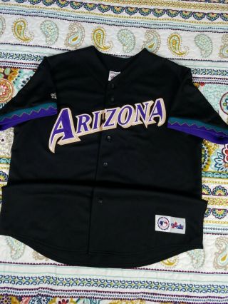Arizona Diamondbacks Majestic Vintage Black Baseball Jersey Mens Sz Xl 2001 Az